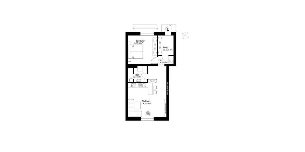Etagenwohnung Scheyern - 2 Zimmer, 61 m&sup2;, 286.000&euro; | Angebot:25661050