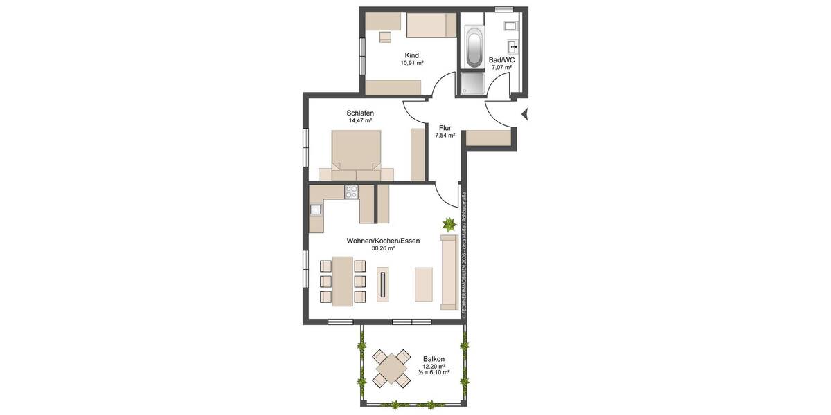 Etagenwohnung Ingolstadt Unsernherrn - 3 Zimmer, 76 m&sup2;, 1.050&euro; | Angebot:26927618