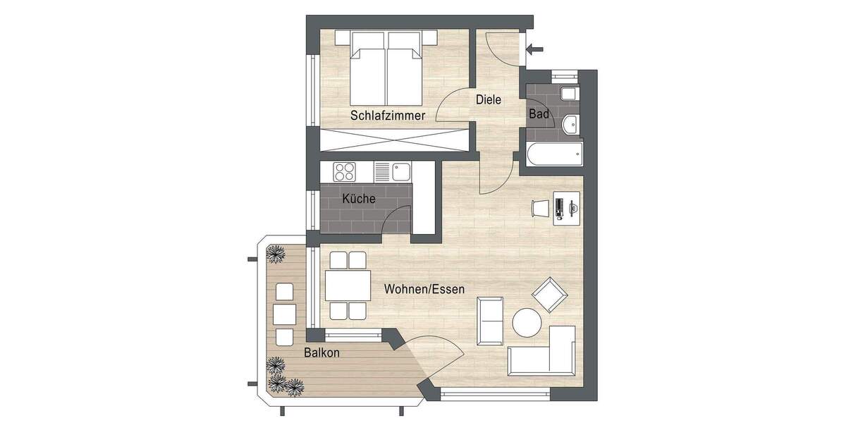 Etagenwohnung Ingolstadt Augustinviertel - 2 Zimmer, 62 m&sup2;, 149.000&euro; | Angebot:26161326