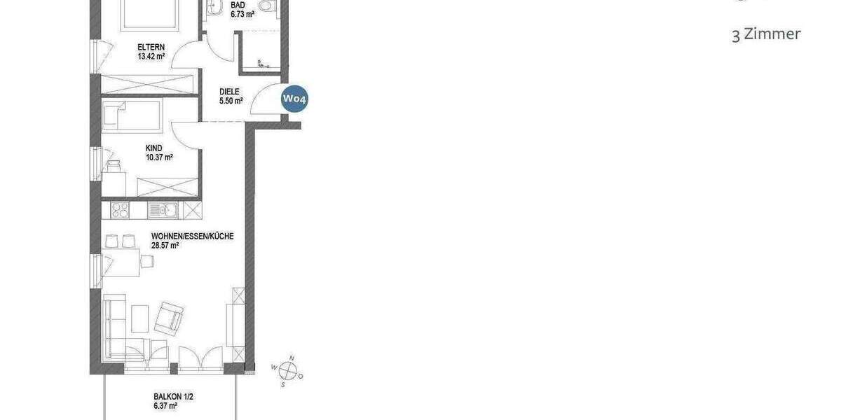 Etagenwohnung Ingolstadt Südost - 3 Zimmer, 69 m&sup2;, 377.000&euro; | Angebot:25666742