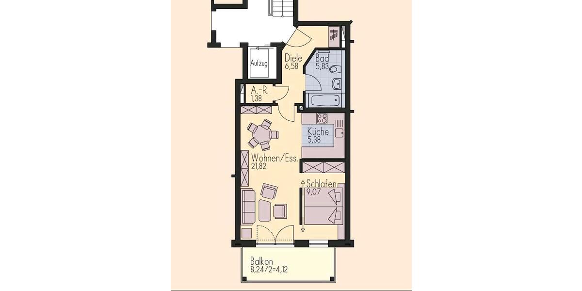 Etagenwohnung Ingolstadt - 2 Zimmer, 55 m&sup2;, 290.000&euro; | Angebot:26327199