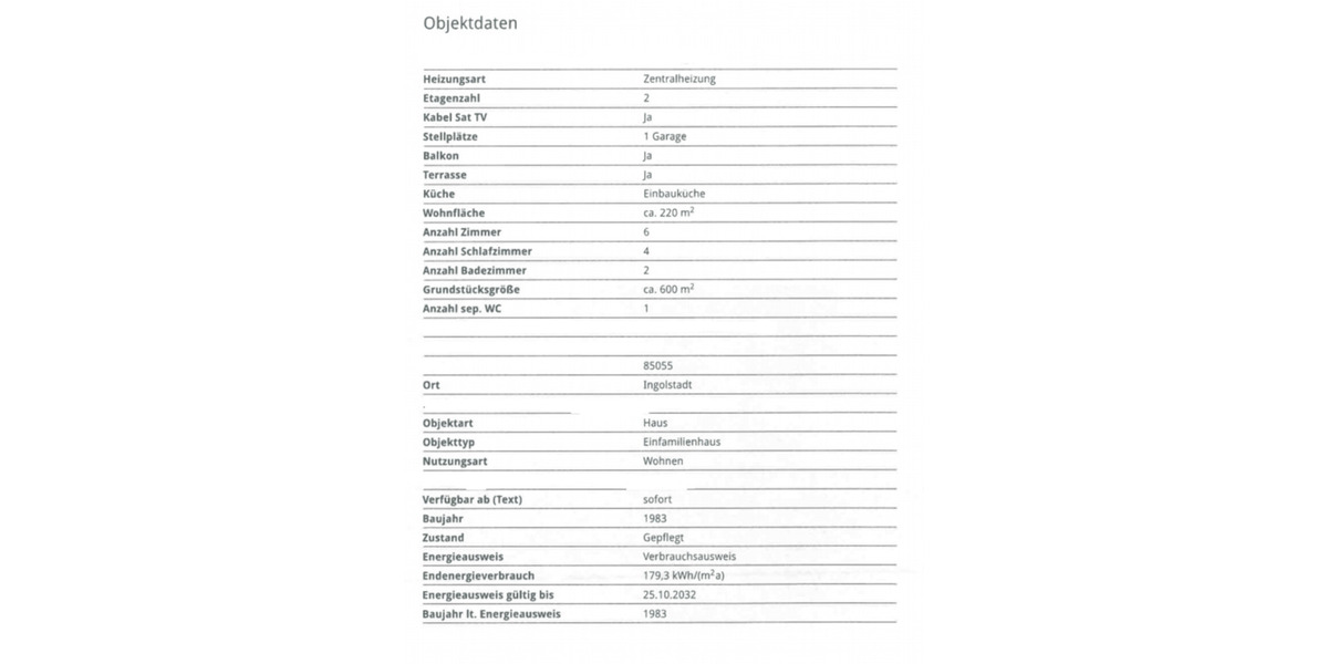 Einfamilienhaus Ingolstadt Nordost - 6 Zimmer, 220 m&sup2;, 729.000&euro; | Angebot:23406329