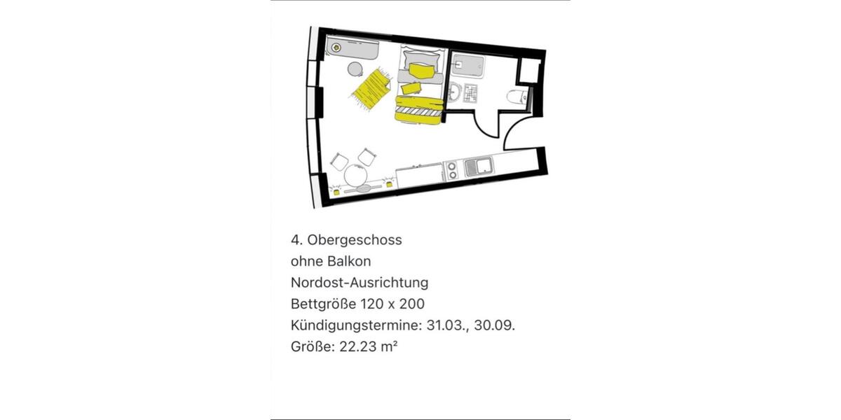 Etagenwohnung Ingolstadt Nordost - 1 Zimmer, 23 m&sup2;, 630&euro; | Angebot:26149142