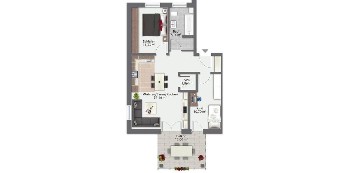 Etagenwohnung Baar-Ebenhausen Ebenhausen - 3 Zimmer, 68 m&sup2;, 1.020&euro; | Angebot:25614566