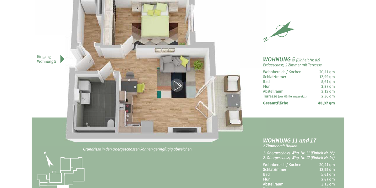 Etagenwohnung Manching - 2 Zimmer, 48 m&sup2;, 302.312&euro; | Angebot:25477542