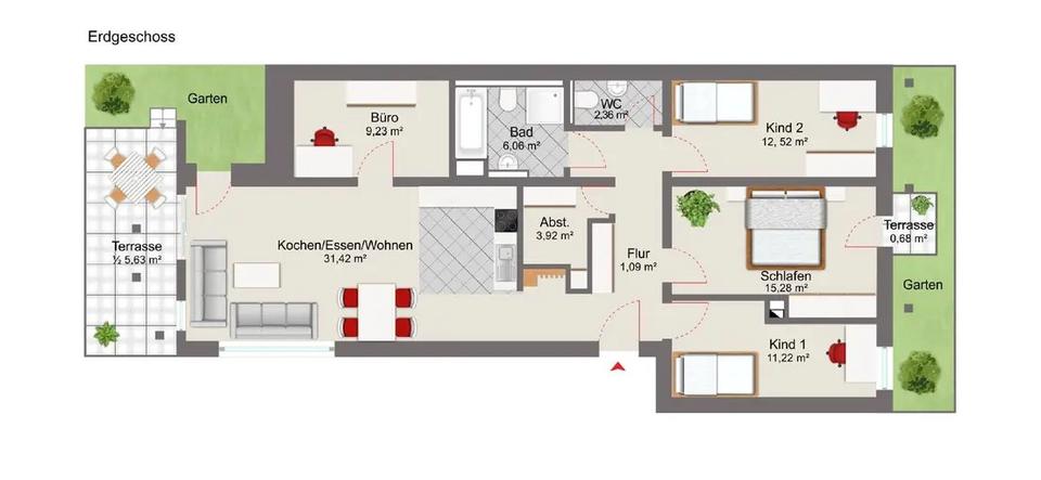Erdgeschoßwohnung Neuburg an der Donau - 5 Zimmer, 109 m&sup2;, 595.000&euro; | Angebot:27504031