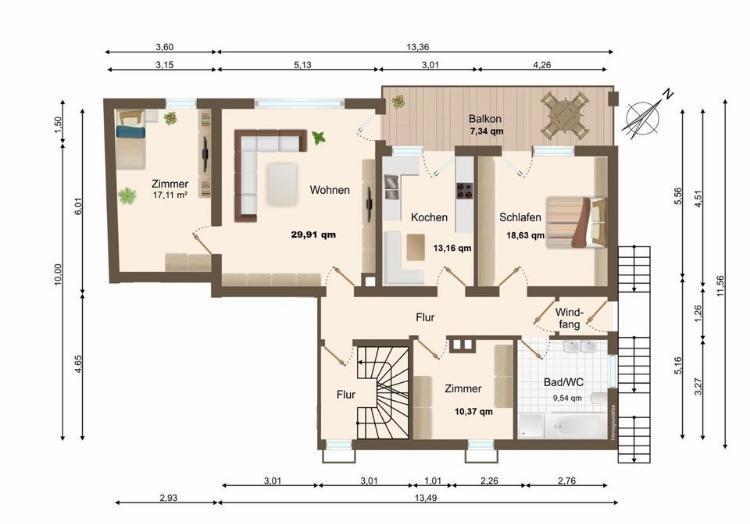 Etagenwohnung Wellheim - 4 Zimmer, 113 m&sup2;, 980&euro; | Angebot:27622501