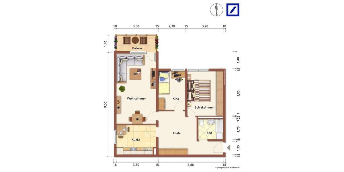 Etagenwohnung Neuburg - 3 Zimmer, 72 m&sup2;, 165.000&euro; | Angebot:25686835
