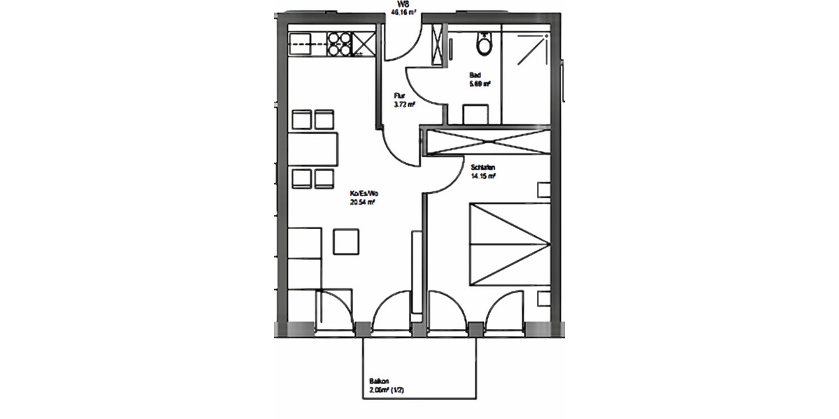 Etagenwohnung Ingolstadt Münchener Straße - 2 Zimmer, 48 m&sup2;, 990&euro; | Angebot:25666741